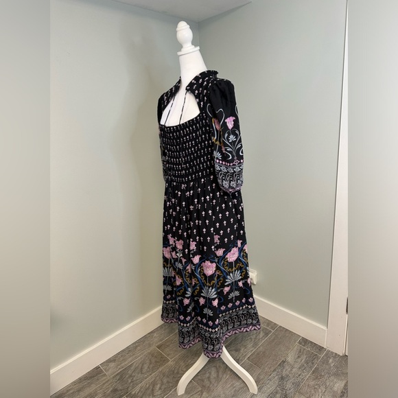 Anthropologie Dasha Smocked Midi Floral Tie  Bohemian Dress Size Large - Picture 6 of 17